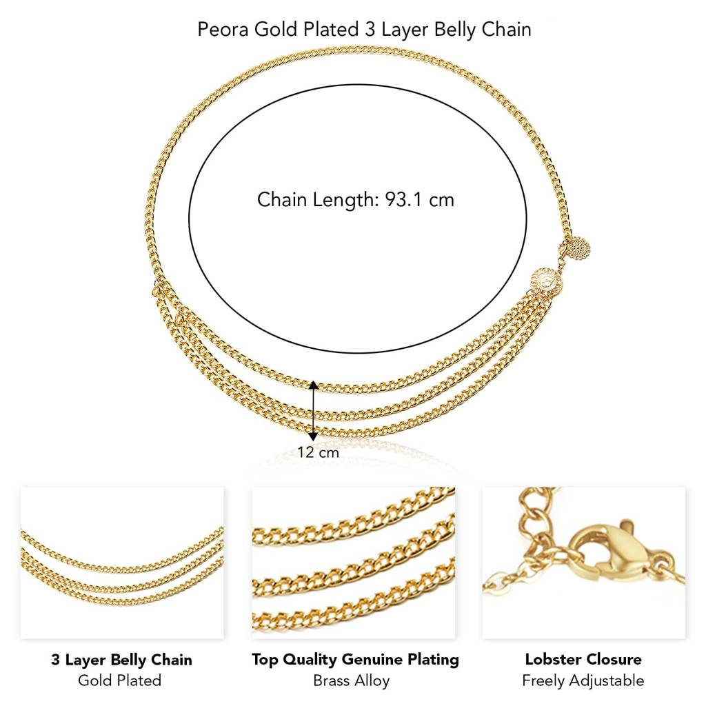 3 Layer Body Chain Belly Chain Kamarbandh Waist Chain Belt Dress Beach Jewellery For Women Girls : PX8BCH011G