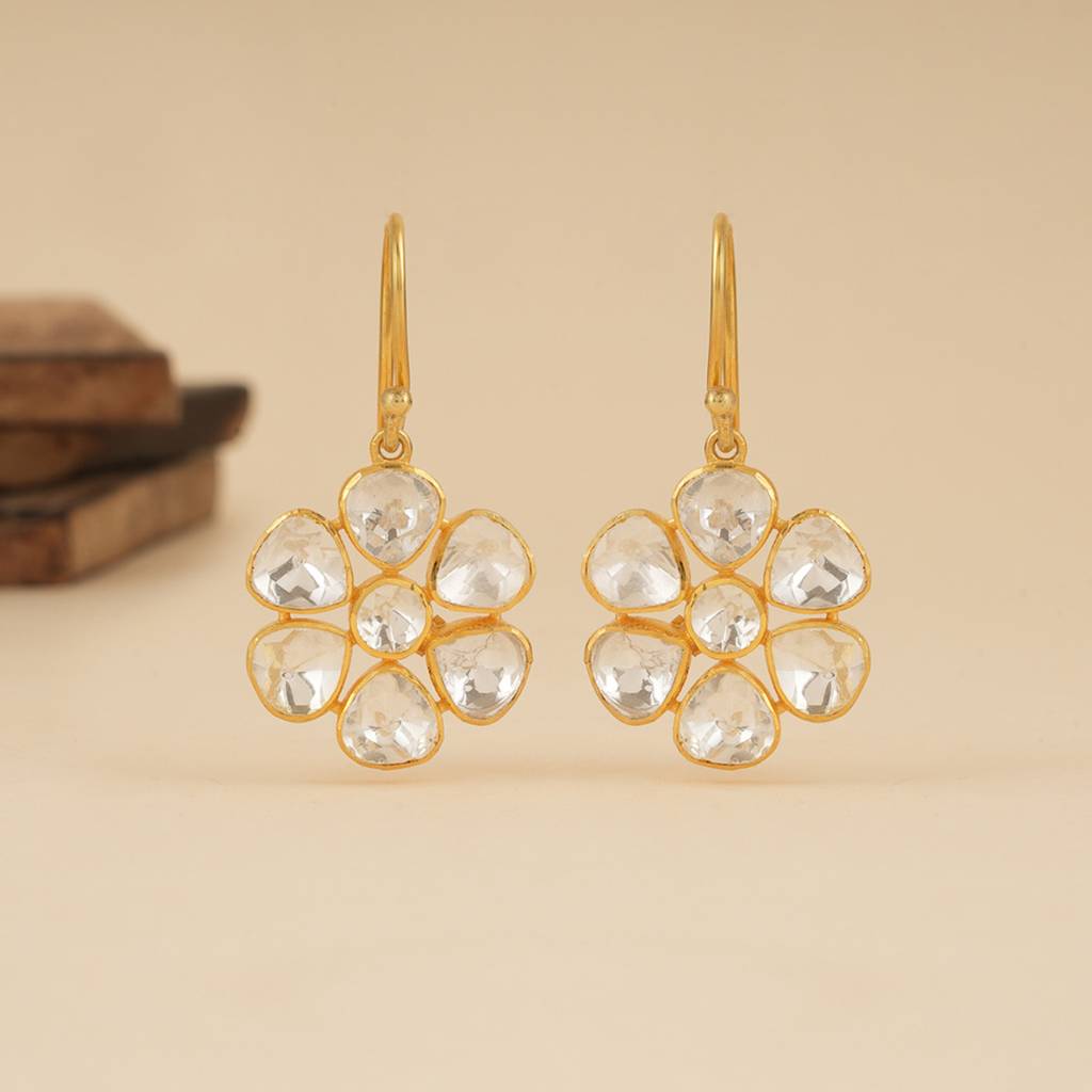 Elegant Flower Moissanite Earrings : SSE875