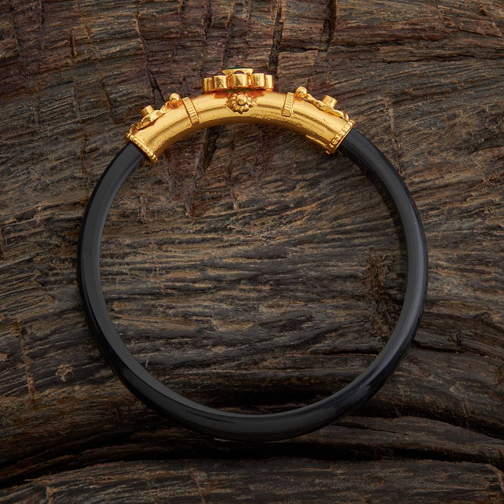 Kushal'S Fashion Jewellery Multi Gold-Plated Ethnic 92.5 Temple Silver Bangle - 395952 : 395952