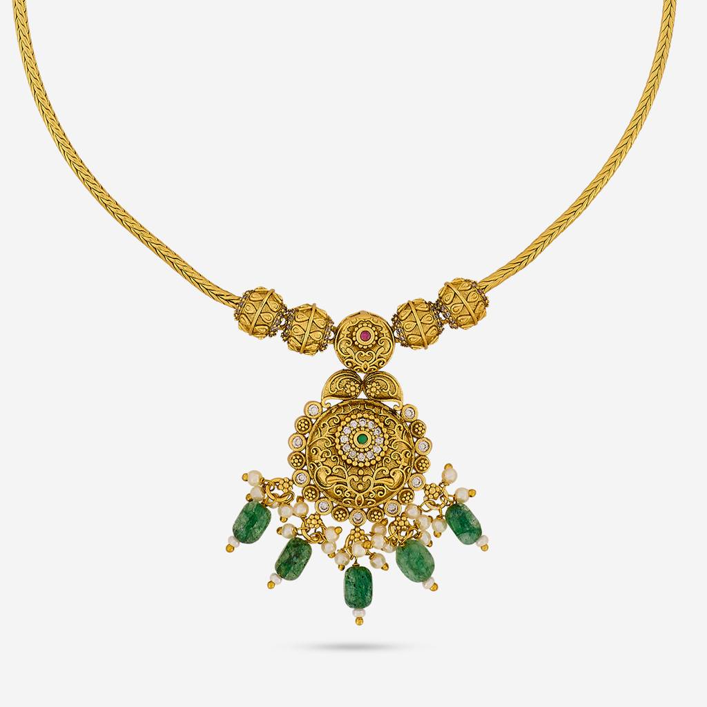 Ruby-Green Gold-Plated Antique Jewellery Set-458450 | Ruby-Green Gold ...