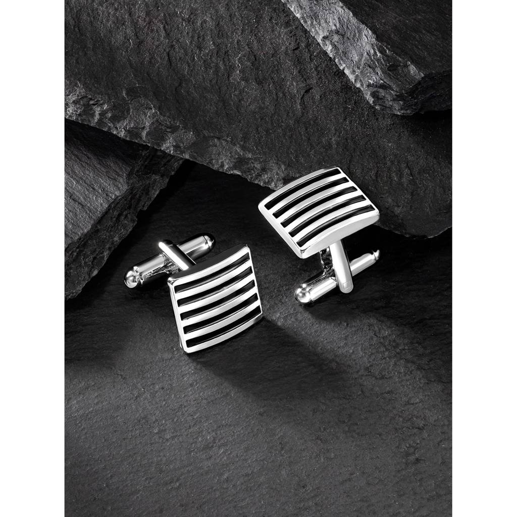 Unique Black Stripes Shirt Cufflinks For Men Business Corporate Wedding Gift : PX9CL09BL