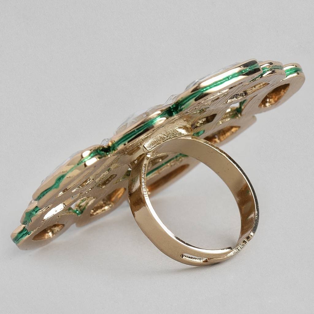Estele Gold Plated Traditional Maharani Ring With Kundan For Women : 546-IGRING