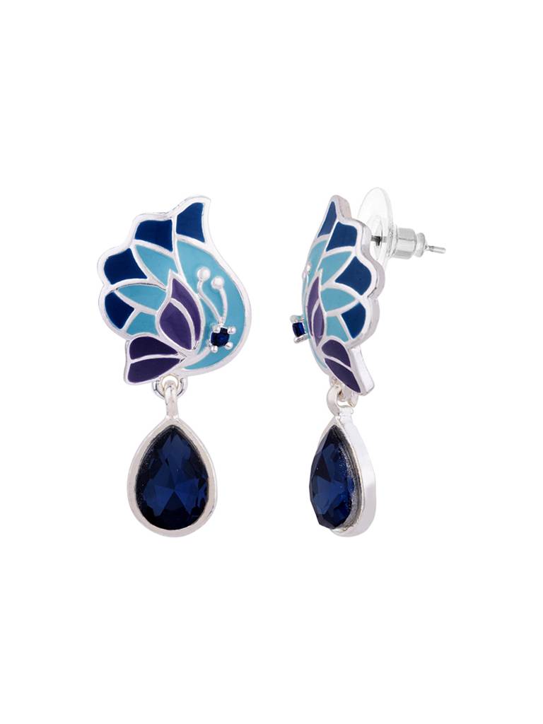 Butterfly Dew Drop Blue Earrings : 8905124049800
