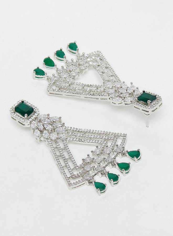 Cz Elegance Cocktail Danglers Statement Drop Earrings : 8905124459746