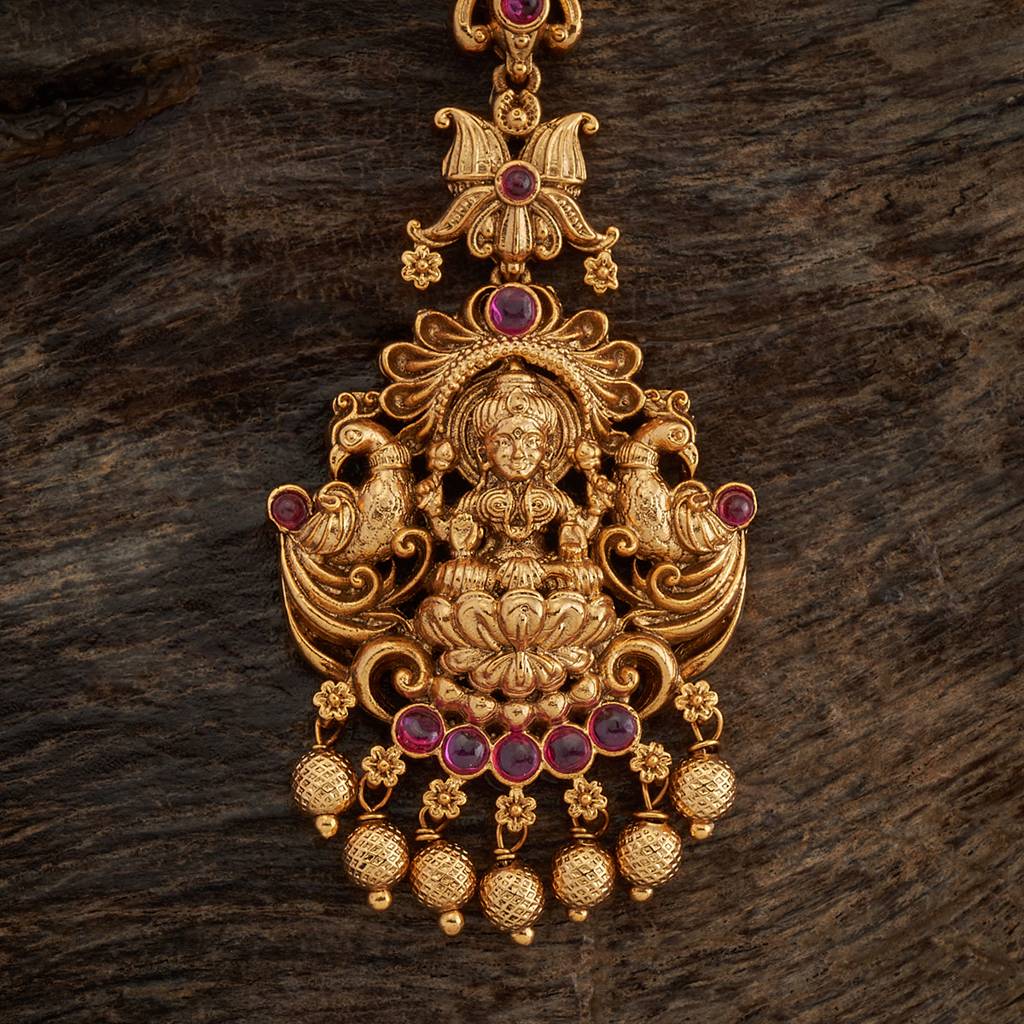 Kushal'S Fashion Jewellery Ruby Gold-Plated Ethnic Antique Tikka -412012 : 412012