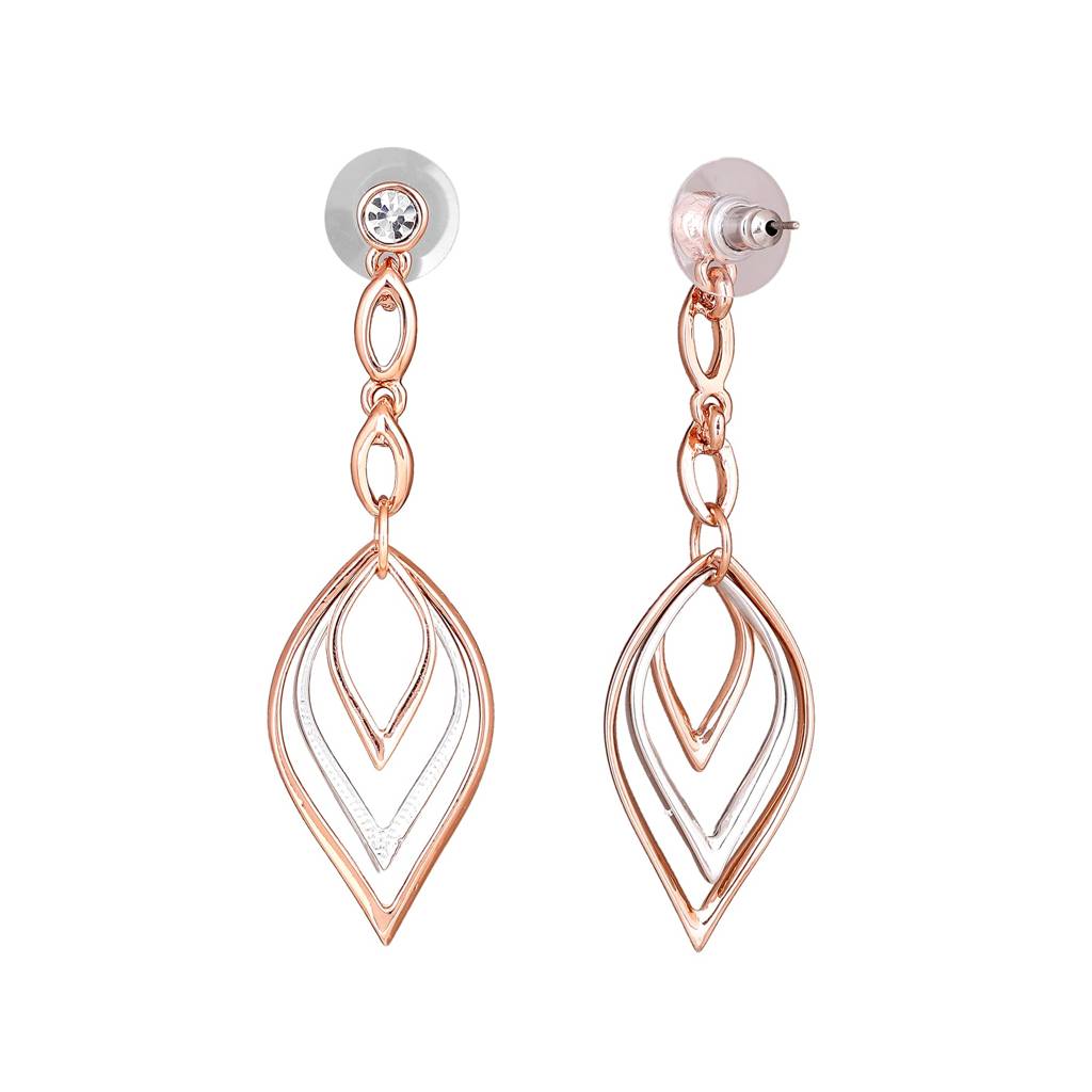 Estele Rosegold & Rhodium Plated Designer Dangler Earrings For Women : 702703ER