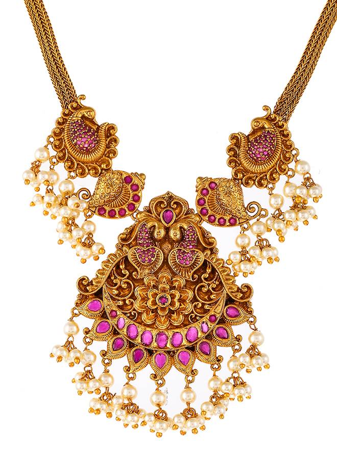 Temple Inspired Pearl Beads Jewellery Set : 8905124479003