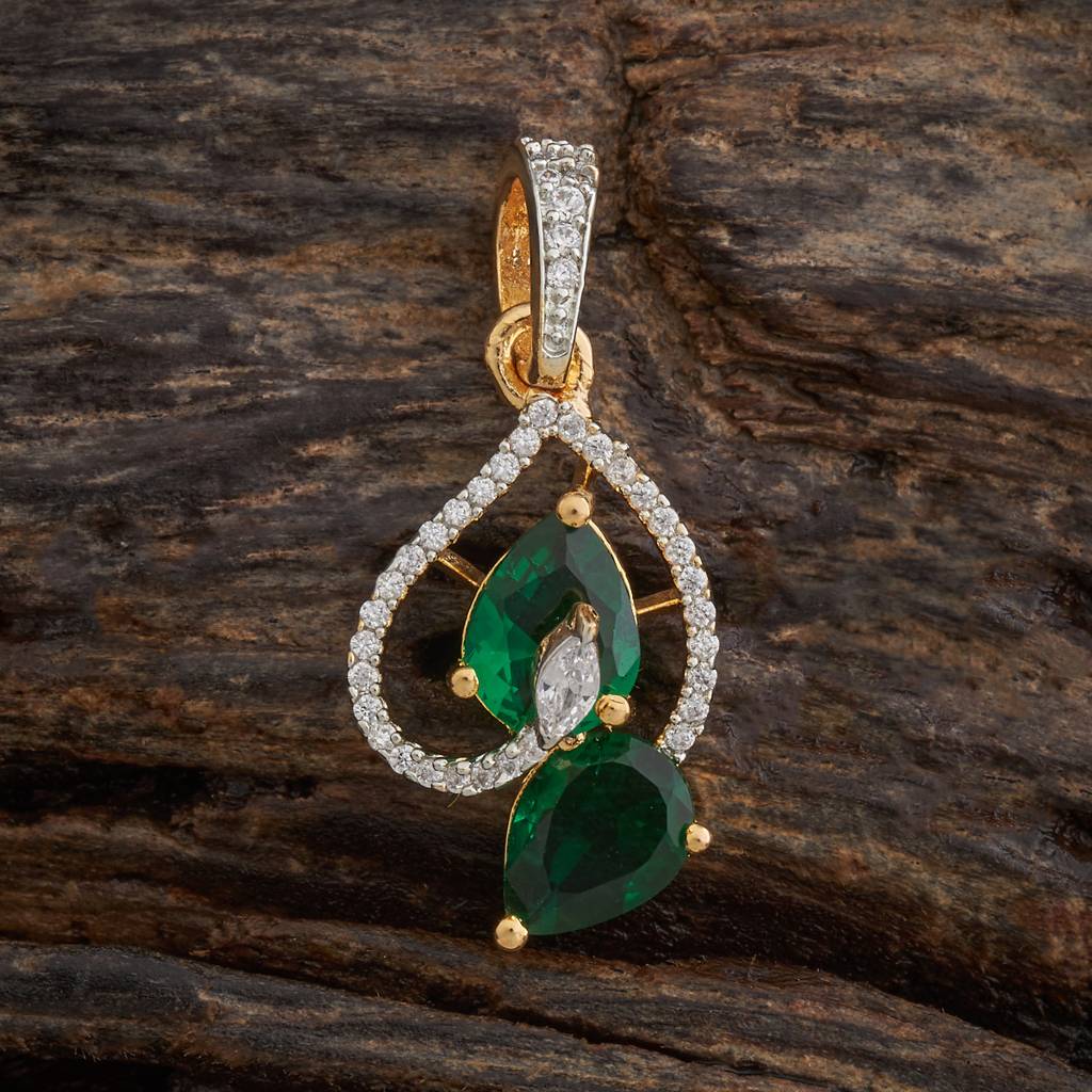 Green Gold-Plated Party Zircon Pendant Set-433968 : 433968