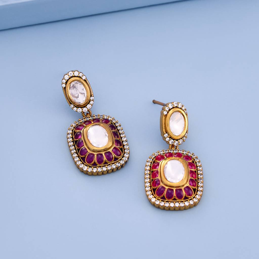 Victorian Plated Ethnic Kundan Drops -189236 : 449725