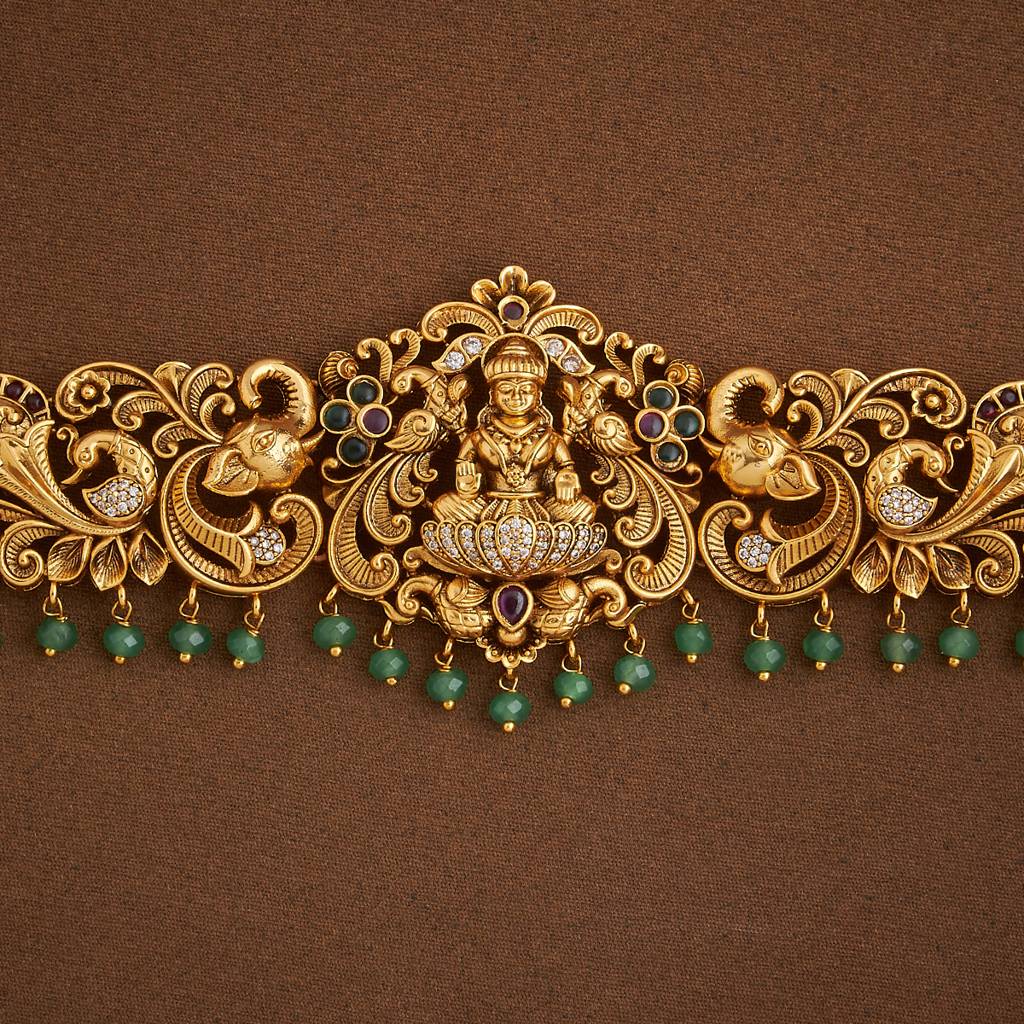 Kushal'S Fashion Jewellery Ruby-Green Gold-Plated Ethnic Antique Waist Belt -435534 : 435534