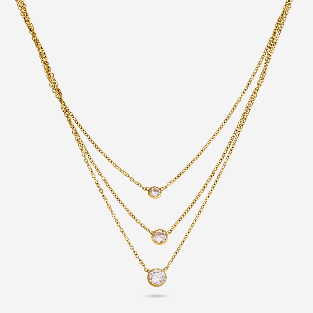 Kushal'S Fashion Jewellery White Gold-Plated Party Trendy Zircon Necklace -454712 : 454712