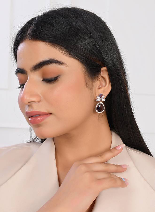 Sparkling Elegance Regal Purple Majesty Earrings : 8905124529326