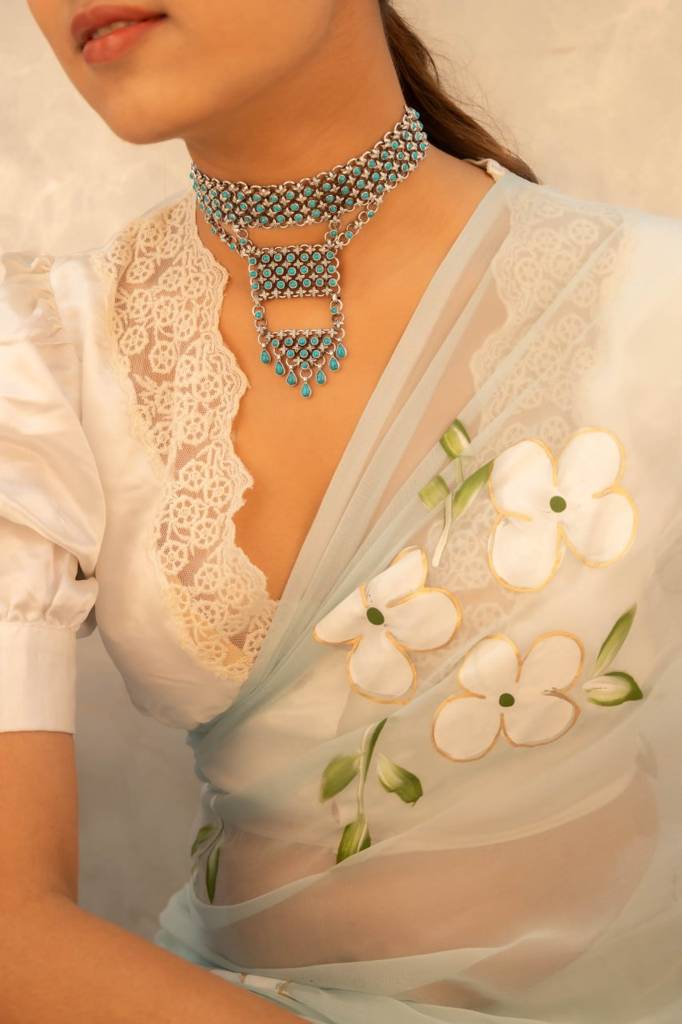 Tattva Turquoise Jadau Statement Layered Necklace : SR171823