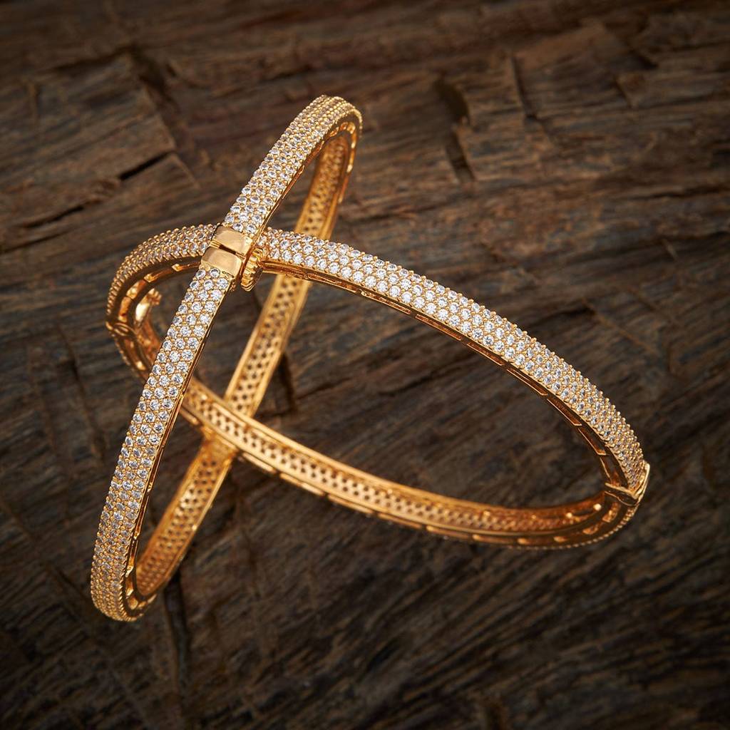 Kushal'S Fashion Jewellery White Gold-Plated Party Zircon Bangle-146068 : 353967