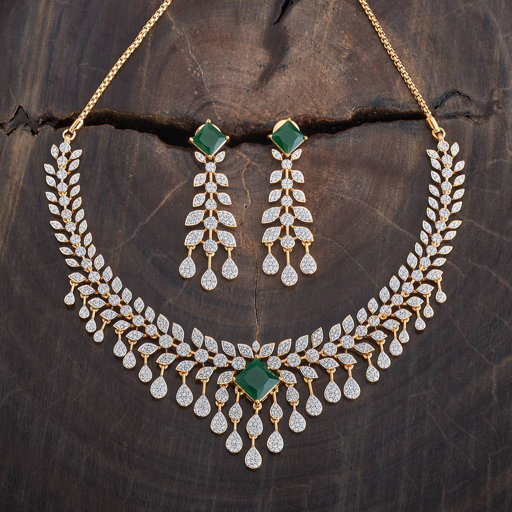 Kushal'S Fashion Jewellery Gold Plated Cubic Zirconia Studded Jewellery Set-177071 : 424446