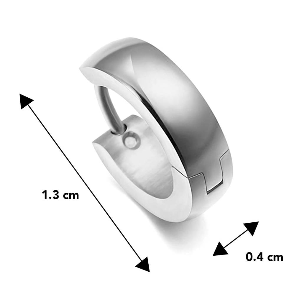 Stainless Steel Silver Plated Hoop Huggie Earrings For Men : PX9ME04S
