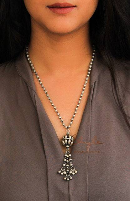 Mizoya Ball Drop Embossed Versatile Necklace : SN1177