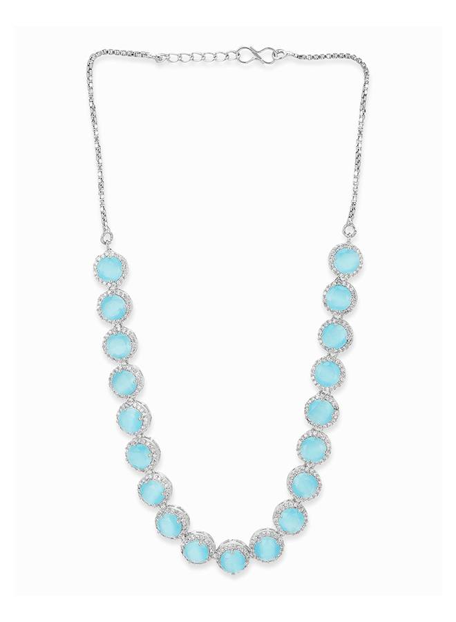 Sparkling Elegance Silver Plated Zircons Jewellery Set : 8905124435559