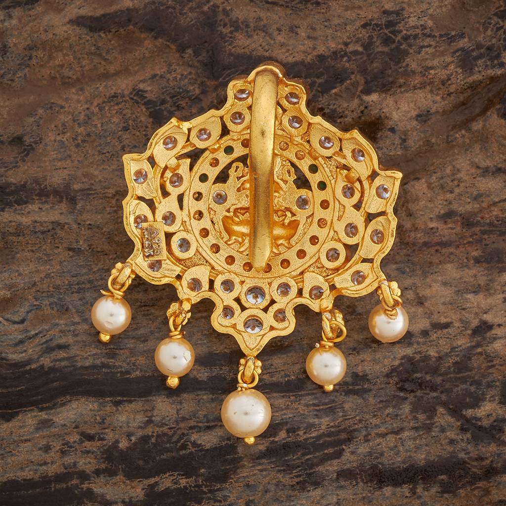 Kushal'S Fashion Jewellery Green Oxidised Gold-Plated Ethnic 92.5 Pure Silver Temple Pendants-179581 : 429618