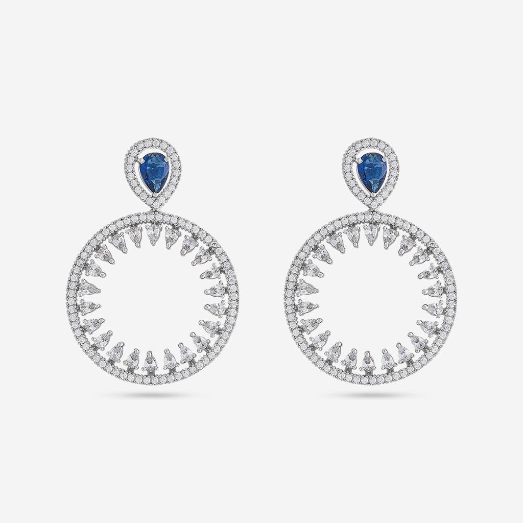 Sapphire Rhodium-Plated Party Zircon Drops-445037 : 445037