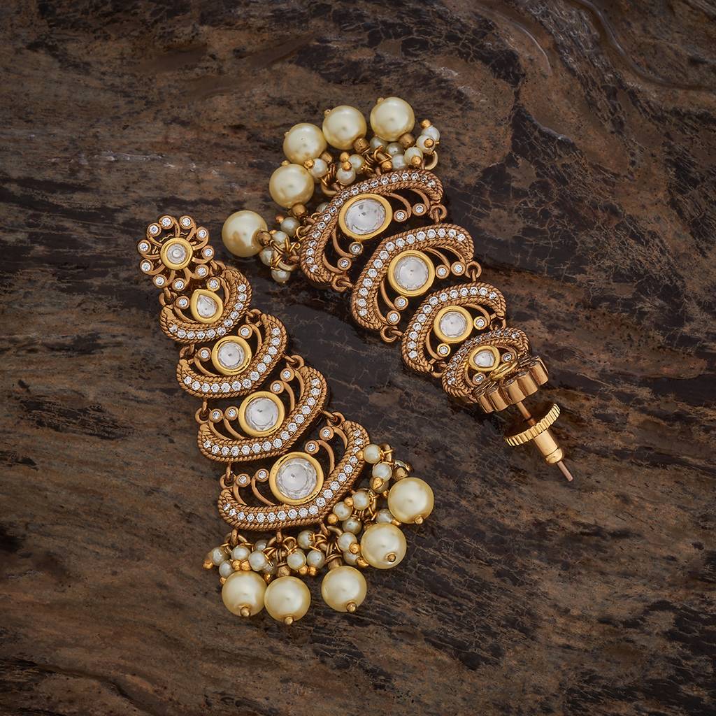 Kushal'S Fashion Jewellery White Victorian Plated Ethnic Kundan Drops-181638 : 434095