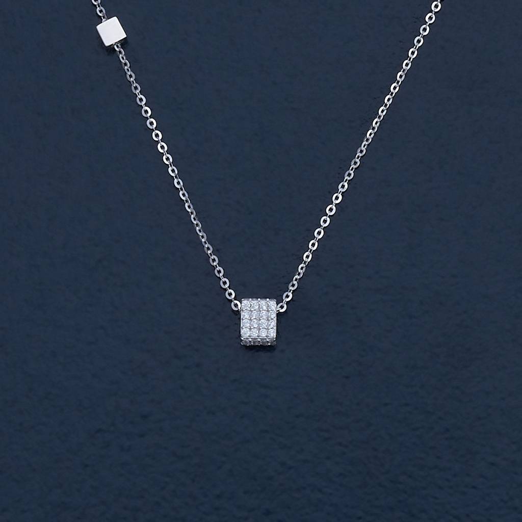Kushal'S Fashion Jewellery White Rhodium-Plated Zircon Party 92.5 Sterling Silver Pendant Chain-180853 : 432343