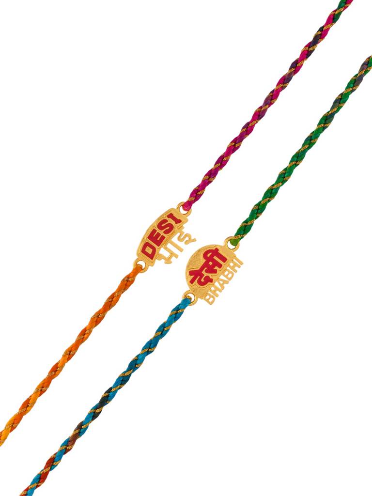 Desi Bhai-Bhabhi Multi Color Thread Lumba Rakhi Combo For Bhaiya Bhabhi : 8905124530629