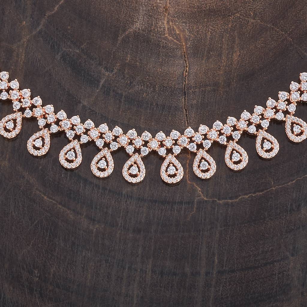 Kushal'S Fashion Jewellery Rhodium-Plated Cubic Zirconia Studded Jewellery Set-163798 : 400316