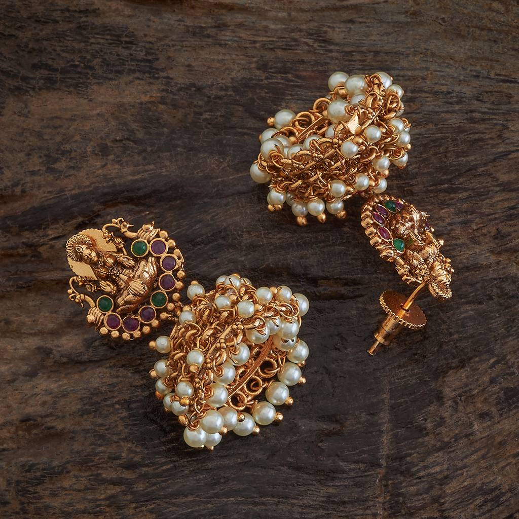 Kushal'S Fashion Jewellery Ruby-Green Gold-Plated Bridesmaid Antique  Earring-176263 Copper Alloy Ruby-Green