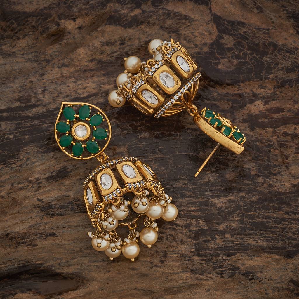 Kushal'S Fashion Jewellery Victorian-Plated Ethnic Kundan Jhumkas-182296 : 435455