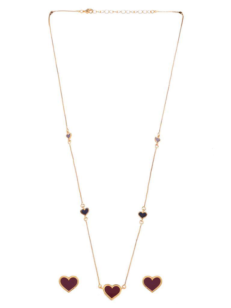 Valentine'S Day Collection Deep Red Enamel Heart Pendant Set : 8905124491418