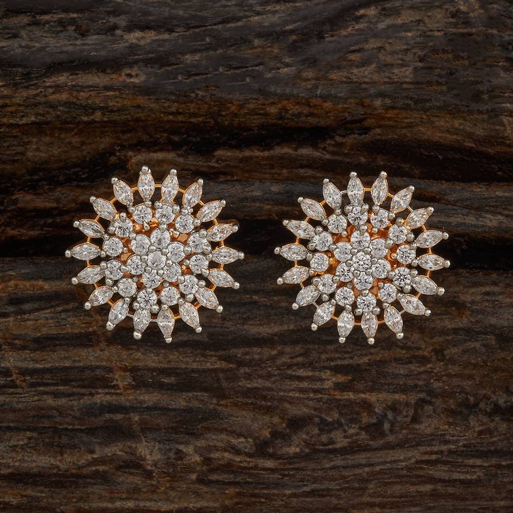 Kushal'S Fashion Jewellery  Rhodium-Plated Party Zircon Studs-178468 : 427392