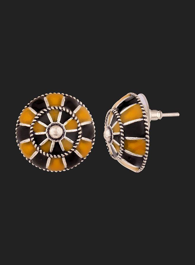 Taal Mridang Enameled Dholki Stud Earrings : 8907617985787
