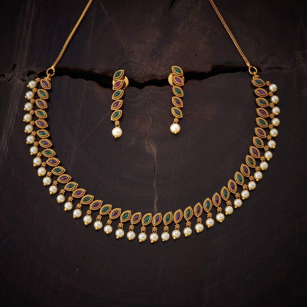 Kushal'S Fashion Jewellery-Plated Ethnic Antique Jewellery Set-151363 : 407007