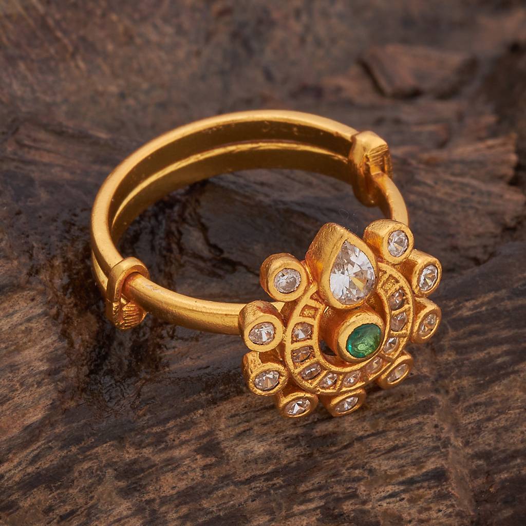 Kushal'S Fashion Jewellery 92.5 Pure Silver Gold-Plated Temple Finger Ring-178147 : 426733