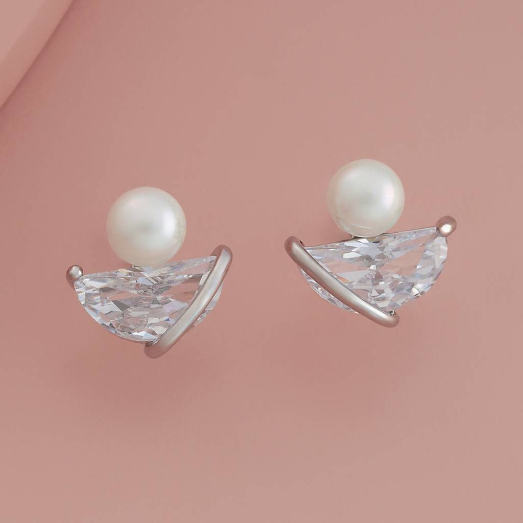 Kushal'S Fashion Jewellery Pearl Plated Party Trendy Zircon Studs-184223 : 439755