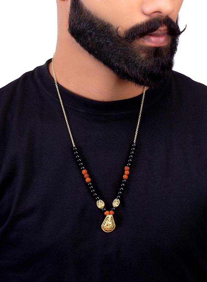 Buddha Designer Pendant With Rudraksha Beaded Chain : 8907617368382
