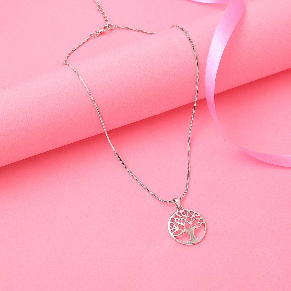 Estele Rhodium Plated Tree Of Life Designer Pendant Set For Women : 889PENDANT