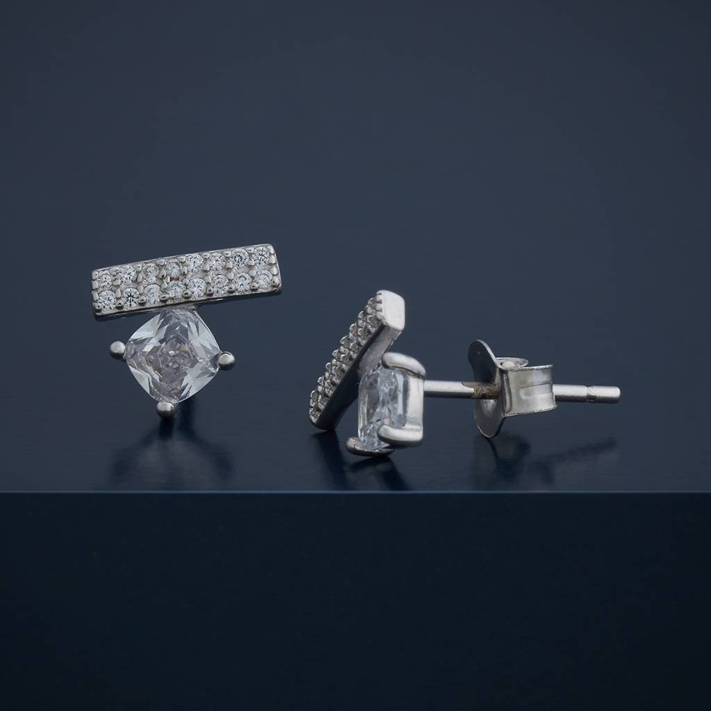 Kushal'S Fashion Jewellery Plated Zircon 92.5 Sterling Silver Studs-183175 : 437436