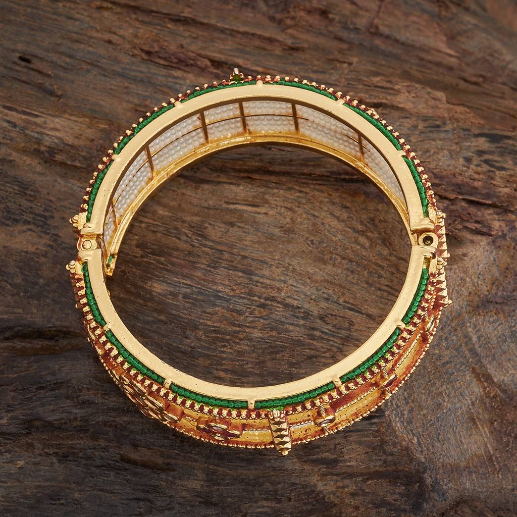 Kushal'S Fashion Jewellery Gold-Plated Ethnic Antique Bangle : 410329