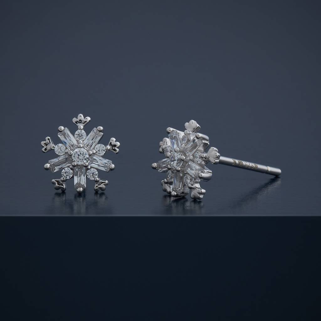 Kushal'S Fashion Jewellery White Rhodium-Plated Party Zircon 92.5 Sterling Silver Stud Earrings-183225 : 437581