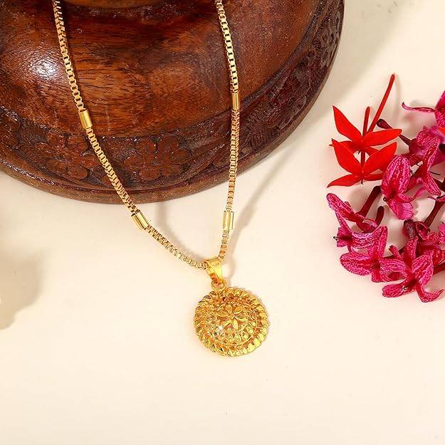 Gehena By Estele Fashion Jewelry Floral Pendant Necklace For Women: Gold Plated Timeless Floral Designer P : OSAK022-IGPENDANT