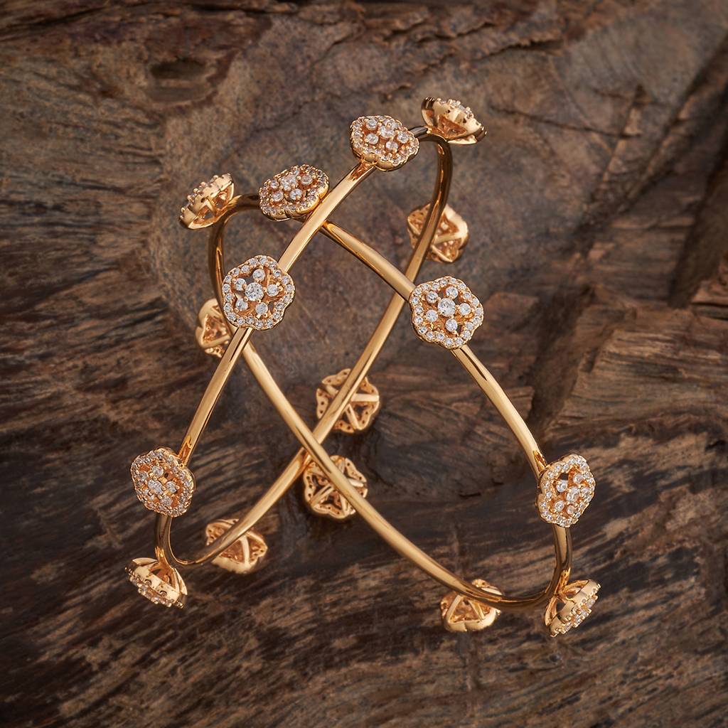 Kushal'S Fashion Jewellery White Gold-Plated Party Zircon Bangle-182789 : 436394