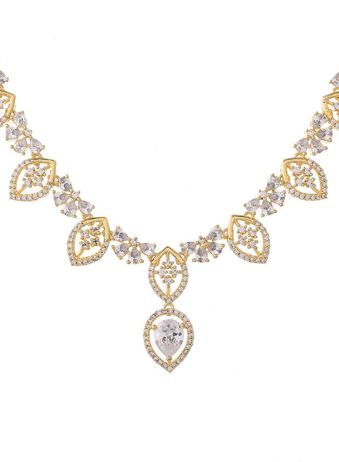 Sparkling Essential Glorious Gold American Diamond Necklace Set : 8905124527315
