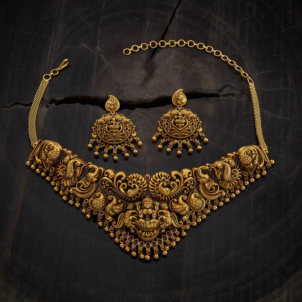 Kushal'S Fashion Jewellery Ruby Gold-Plated Ethnic Antique Jewellery Set-170405 : 410221