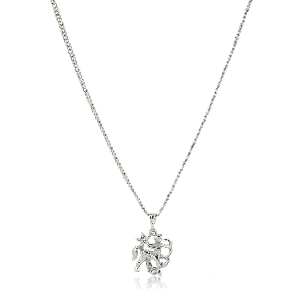Estele Rhodium Plated Sagittarius Zodiac Sign Designer Pendant With Crystal For Women : 818-NKNK