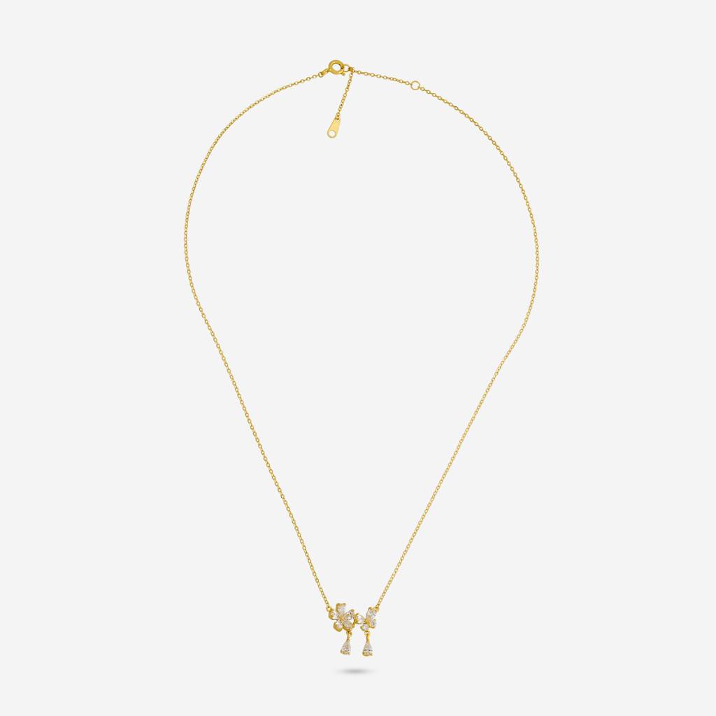 Gold-Plated Party Zircon 92.5 Sterling Silver Pendant Necklace-458312 : 458312