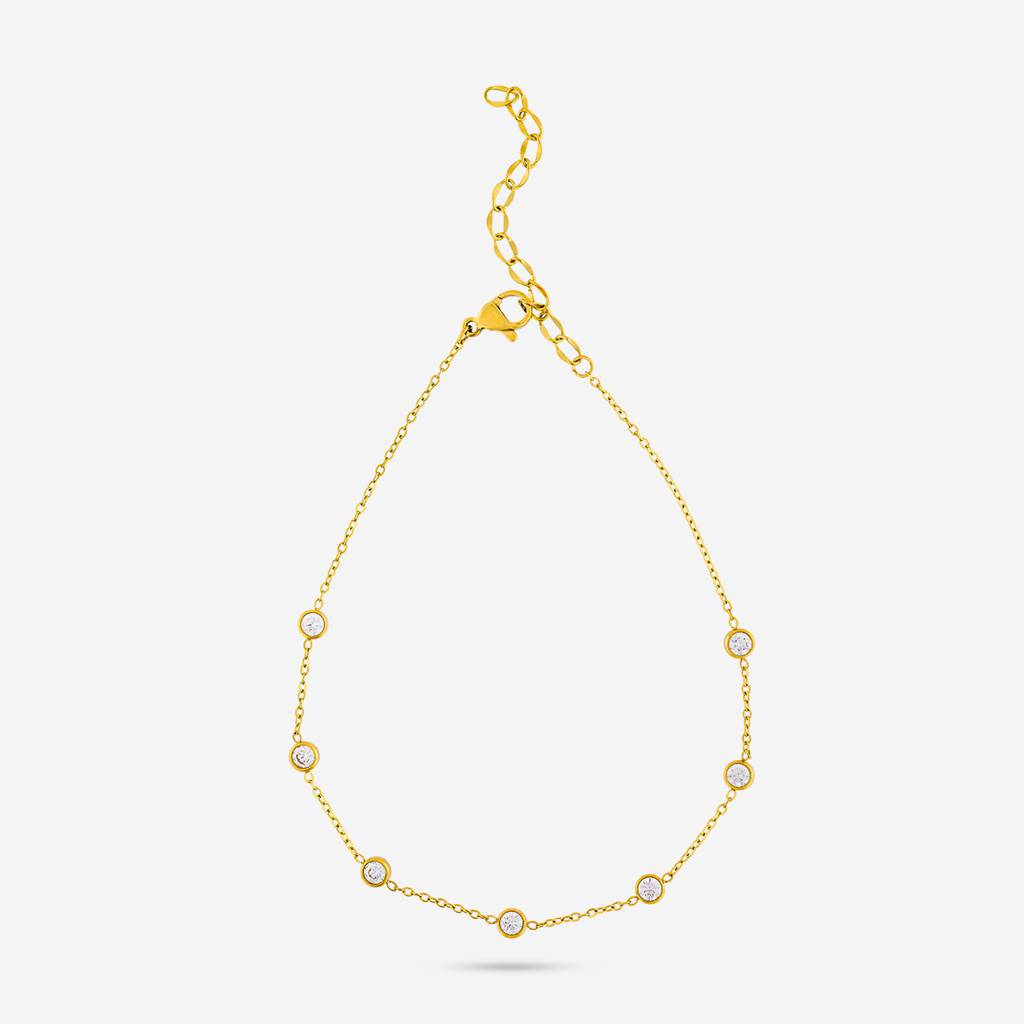 Kushal'S Fashion Jewellery White Gold-Plated Party Trendy Zircon Anklet -455119 : 455119