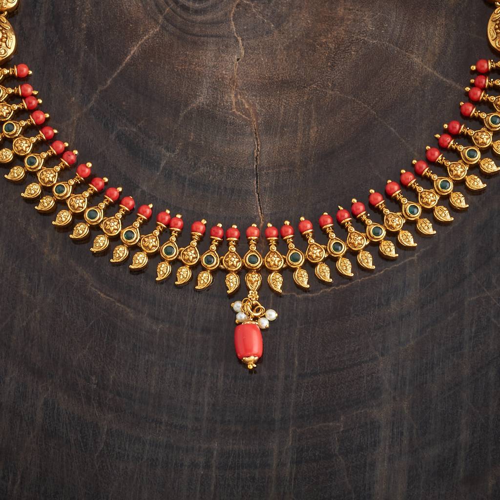 Kushal'S Fashion Jewellery Gold-Plated Ethnic Antique Jewellery Set -181359 : 433483