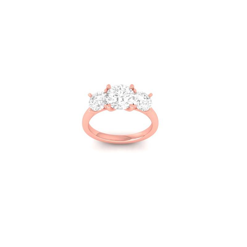 Three-Stone Moissanite Wedding Ring In 14K Gold Plated Sterling Silver : TGDR-640-R-6